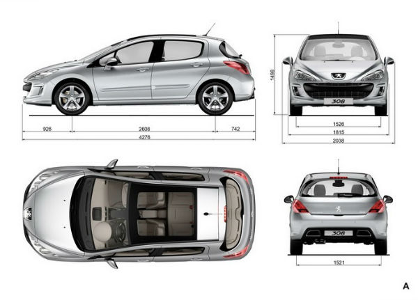 Peugeot 308 Dimensions